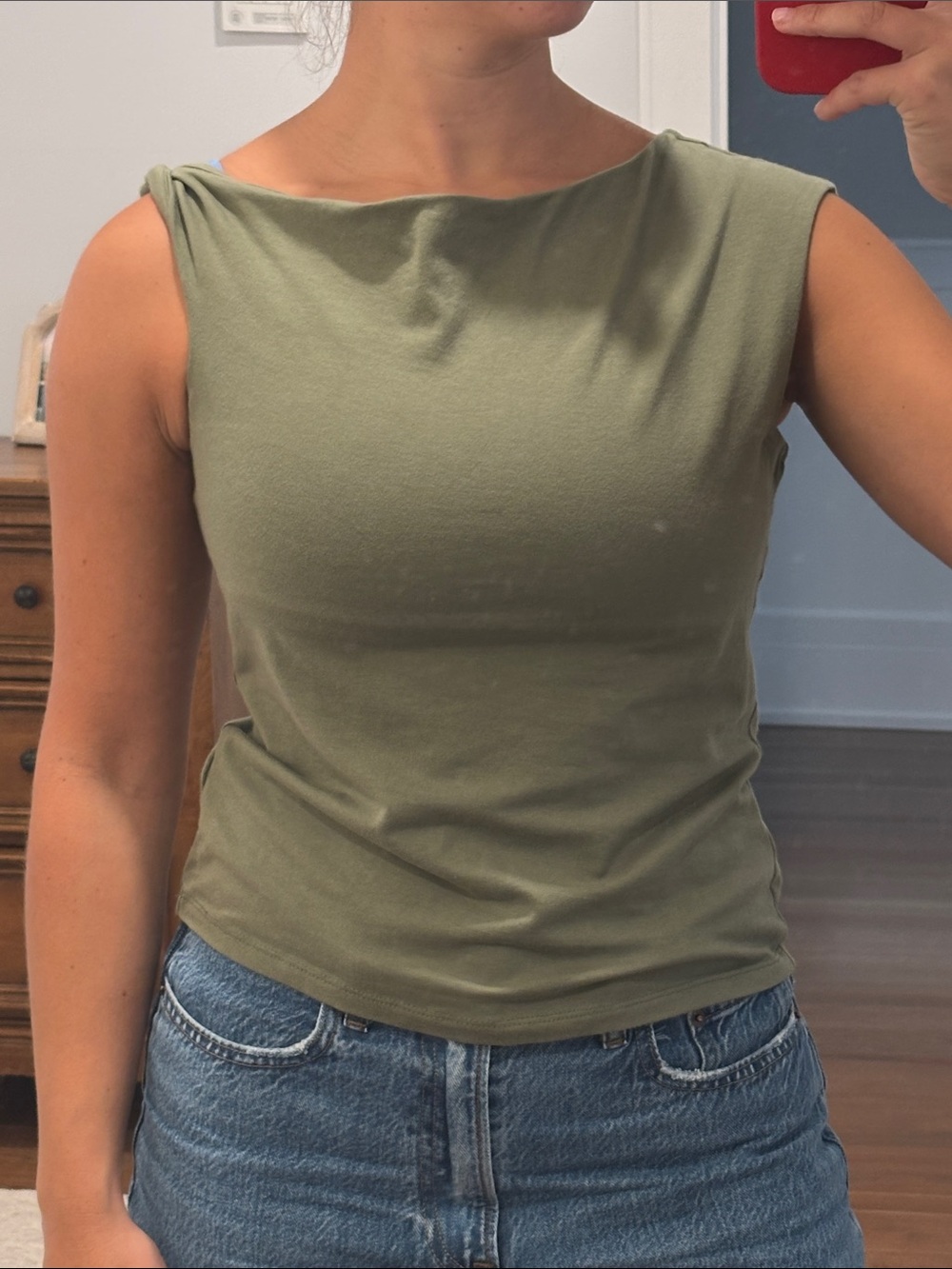 GAP Olive Green Sleeveless Boatneck Tank